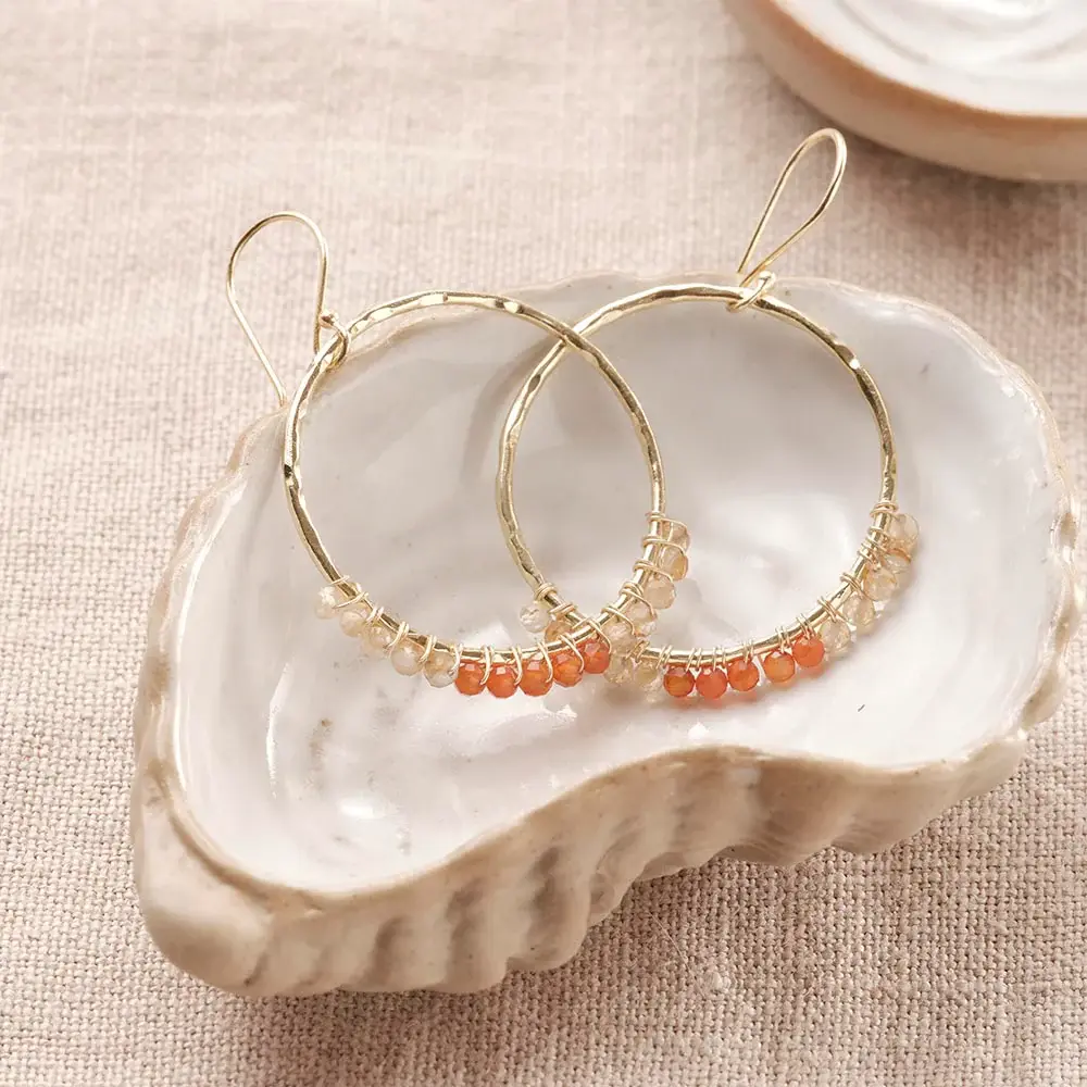 A BEAUTIFUL STORY BS EMERGING CITRINE CARNELIAN EARRINGS