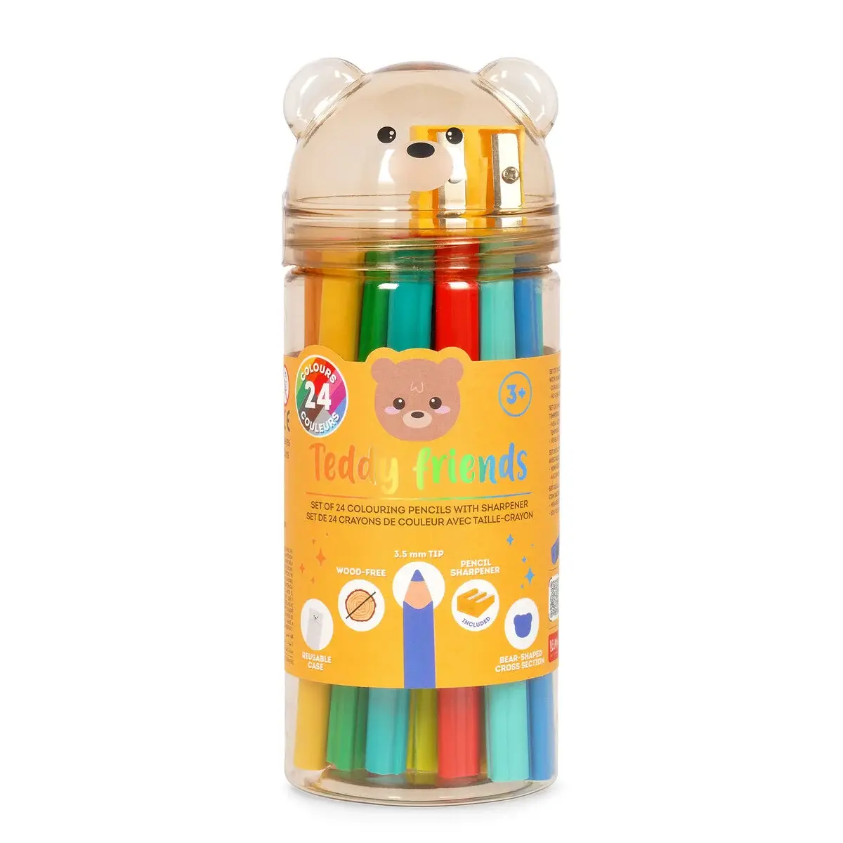 LEGAMI LEGAMI TEDDY FRIENDS 24 COLOURING PENCILS + SHARPENER TEDDY