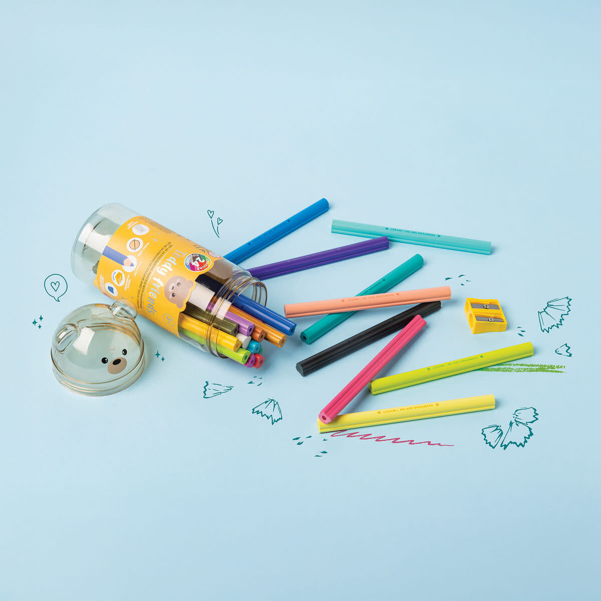 LEGAMI LEGAMI TEDDY FRIENDS 24 COLOURING PENCILS + SHARPENER TEDDY