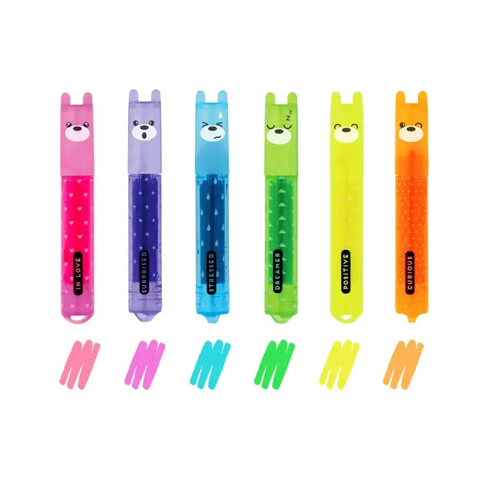 LEGAMI LEGAMI SET OF 6 MINI HIGHLIGHTERS TEDDY BEAR
