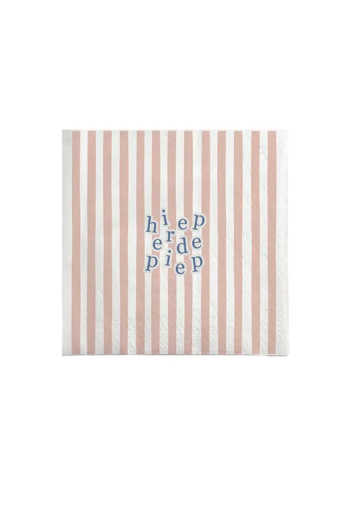 ZUSSS ZUSSS SERVETTEN VIERKANT STREEP HIEPERDEPIEP WIT / ROZE / BLAUW