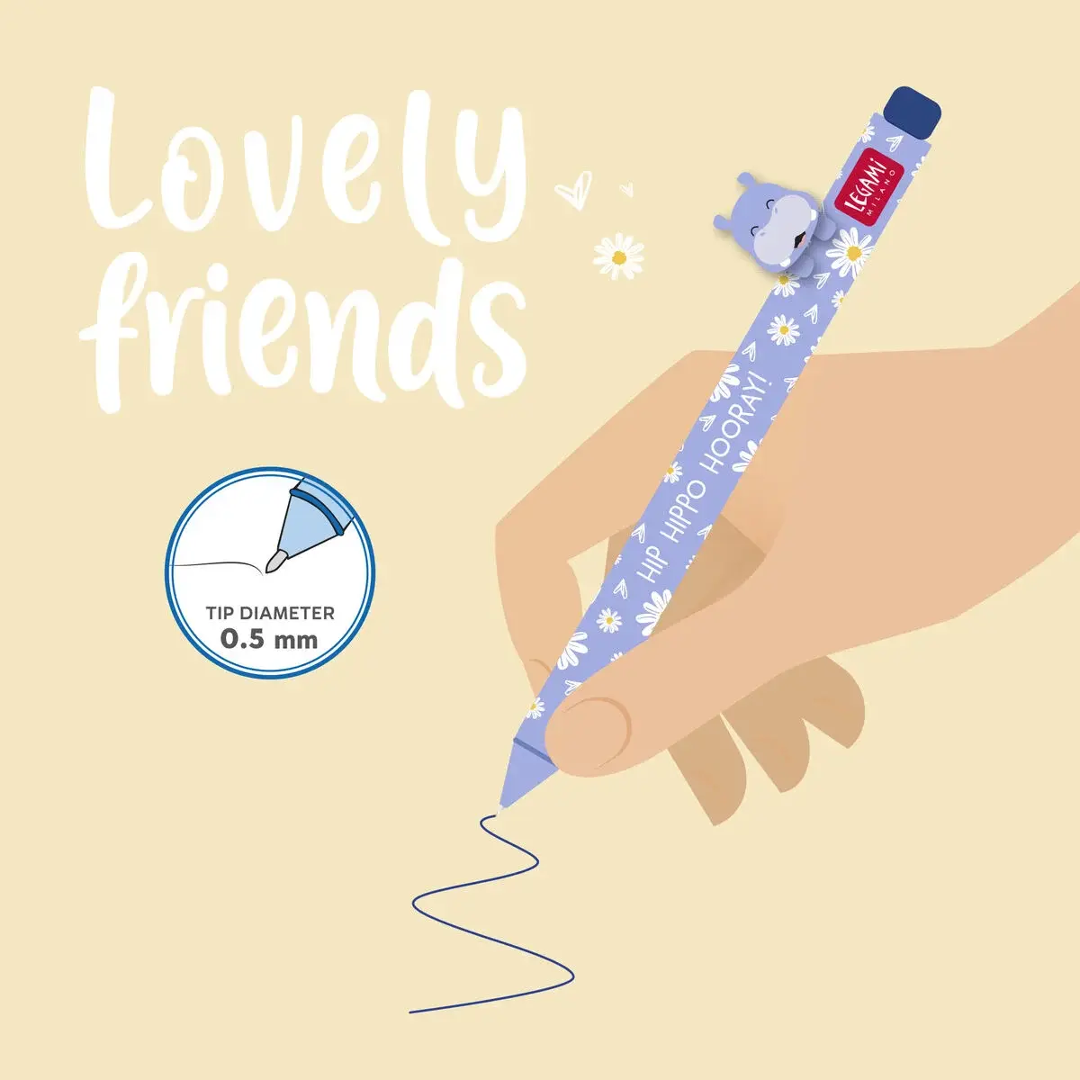 LEGAMI LEGAMI LOVELY FRIENDS GEL PEN WITH ANIMAL DECORATION HIPPO