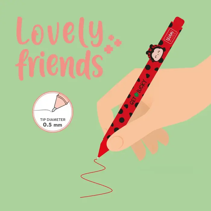LEGAMI LEGAMI LOVELY FRIENDS GEL PEN WITH ANIMAL DECORATION LADYBUG