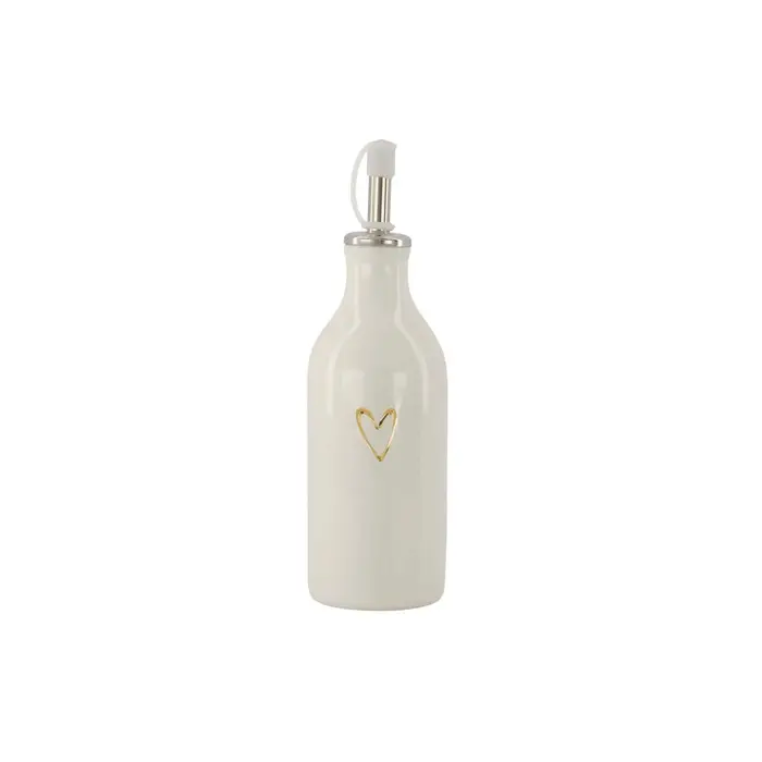 ZUSSS ZUSSS OLIE/AZIJN FLES KERAMIEK OPEN HARTJE WIT/GOUD