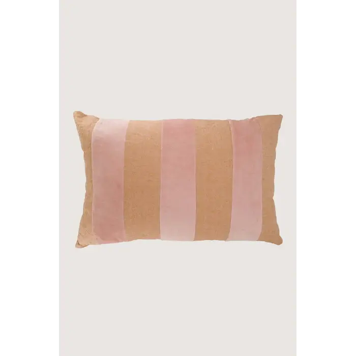 ZUSSS ZUSSS KUSSEN STREEP KATOEN/VELVET 60X40CM ROZE