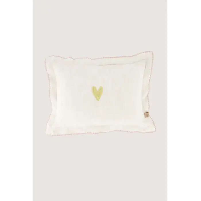 ZUSSS ZUSSS KUSSEN HARTJE RAND GESTIKT 35X25CM OFF WHITE / GOUD