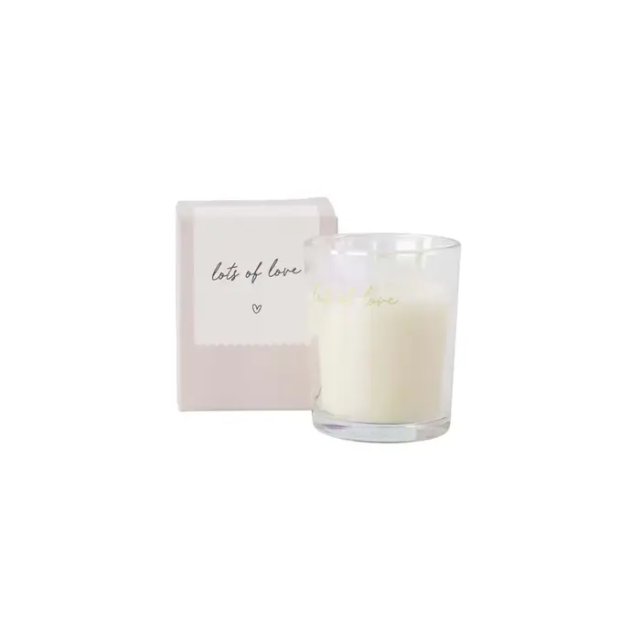 ZUSSS ZUSSS GEURKAARS GLAS IN DOOSJE LOTS OF LOVE WIT / GOUD / ZAND