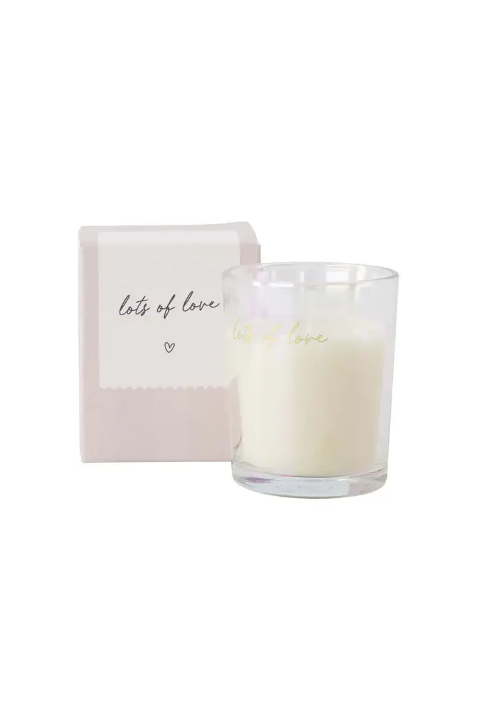 ZUSSS ZUSSS GEURKAARS GLAS IN DOOSJE LOTS OF LOVE WIT / GOUD / ZAND