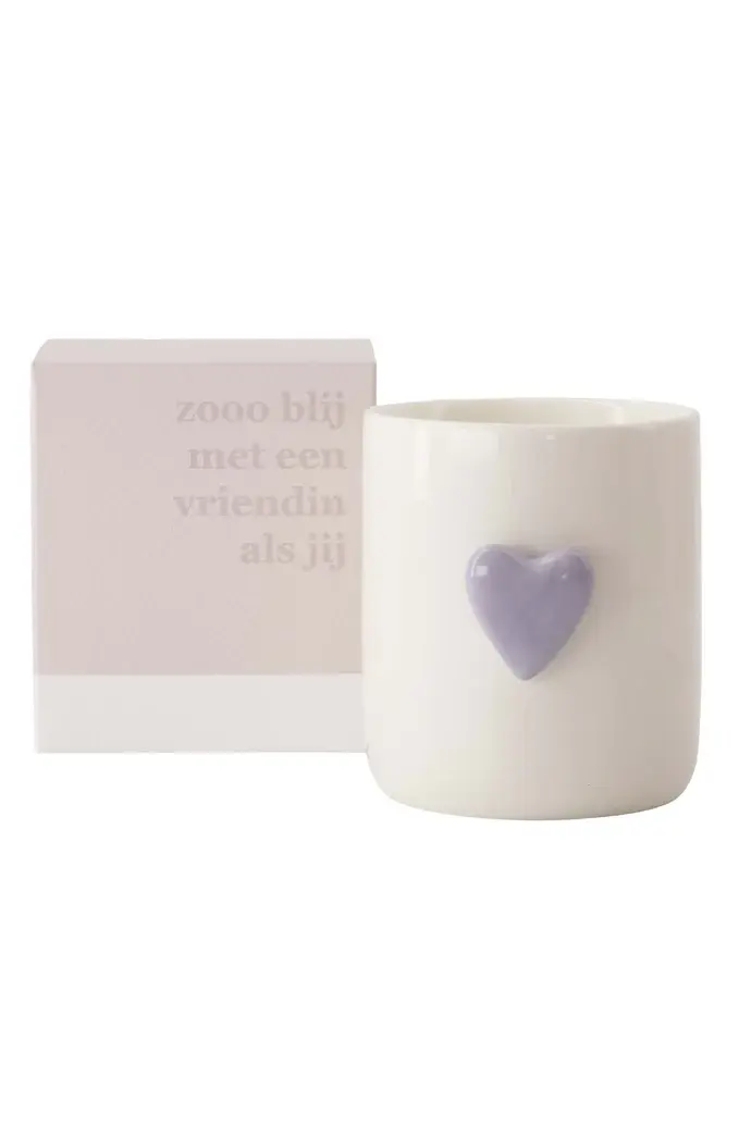 ZUSSS ZUSSS GEURKAARS KERAMIEK HART IN DOOSJE ZO BLIJ MET EEN VRIENDIN ALS JIJ WIT / LILA / ZAND