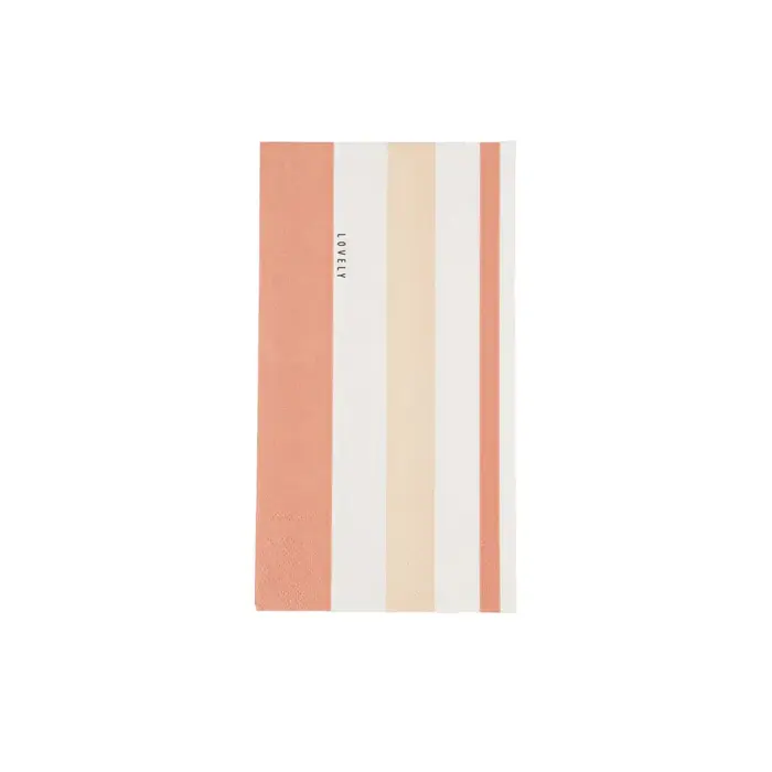 ZUSSS ZUSSS SERVETTEN RECHTHOEK STREEP LOVELY WIT / ROZE / DONKERROZE