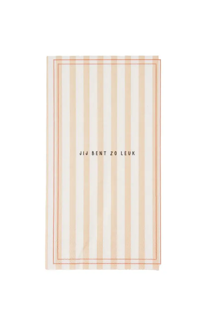 ZUSSS ZUSSS SERVETTEN RECHTHOEK STREEP JIJ BENT ZO LEUK WIT / ROZE