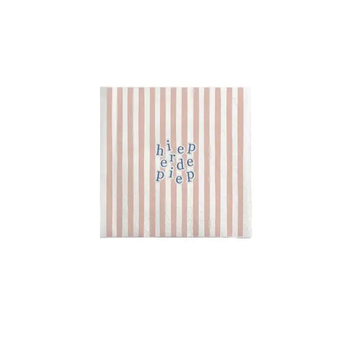 ZUSSS ZUSSS SERVETTEN VIERKANT STREEP HIEPERDEPIEP WIT / ROZE / BLAUW