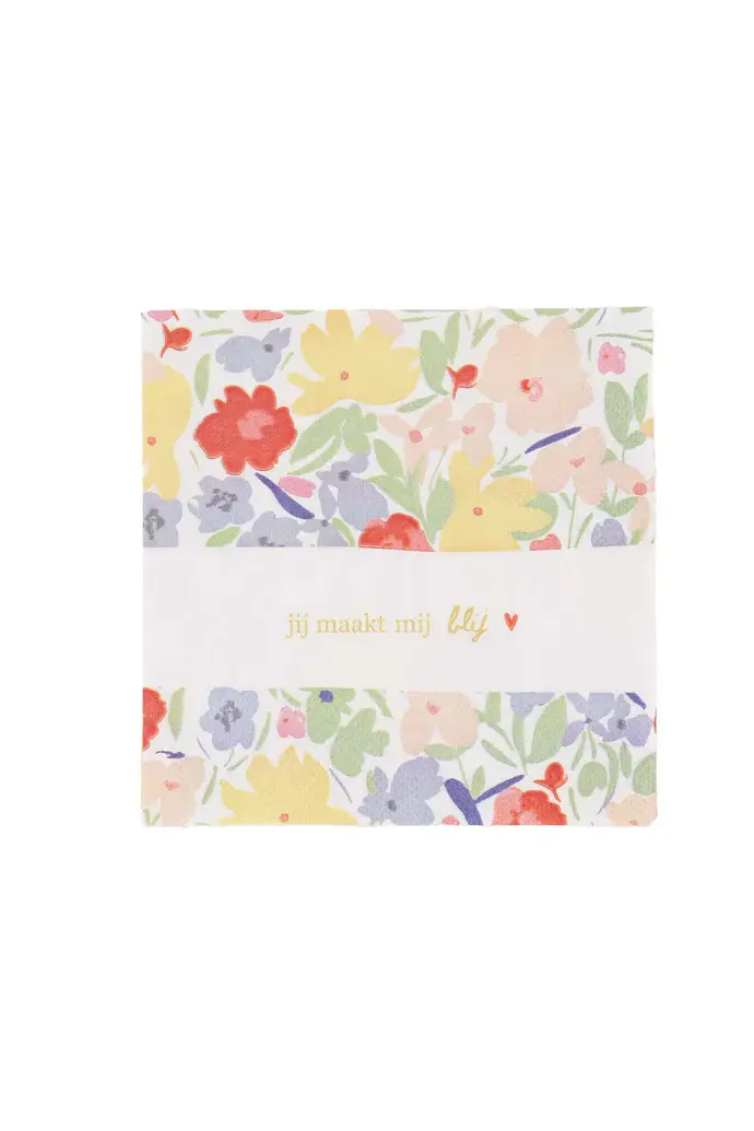 ZUSSS ZUSSS SERVETTEN VIERKANT BLOEMEN JIJ MAAKT MIJ BLIJ OFF WHITE / MULTICOLOR