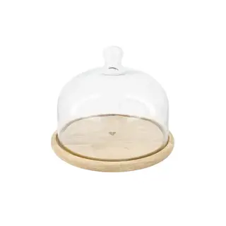 ZUSSS ZUSSS STOLP GLAS OP HOUTEN PLATEAU HARTJE TRANSPARANT / NATUREL