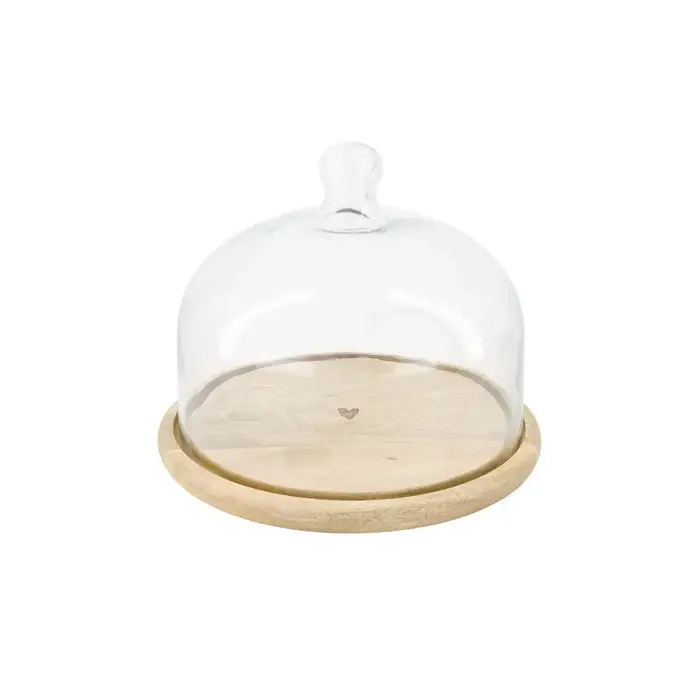 ZUSSS ZUSSS STOLP GLAS OP HOUTEN PLATEAU HARTJE TRANSPARANT / NATUREL