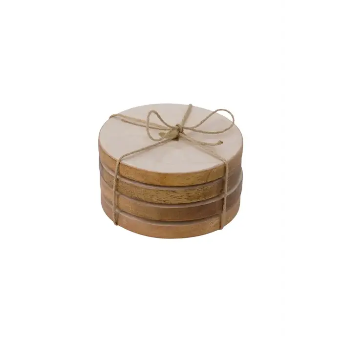 ZUSSS ZUSSS SET VAN 4 ONDERZETTERS PARELMOER HARTJE WIT / GOUD