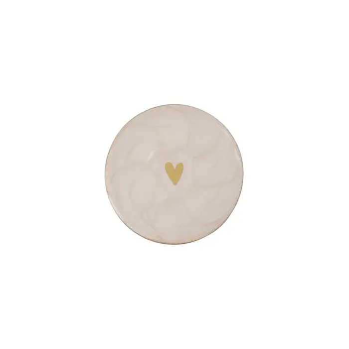 ZUSSS ZUSSS SET VAN 4 ONDERZETTERS PARELMOER HARTJE WIT / GOUD