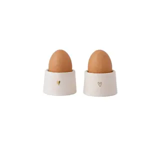 ZUSSS ZUSSS SET VAN 2 EIERDOPJES KERAMIEK HARTJE WIT / GOUD