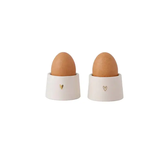 ZUSSS ZUSSS SET VAN 2 EIERDOPJES KERAMIEK HARTJE WIT / GOUD