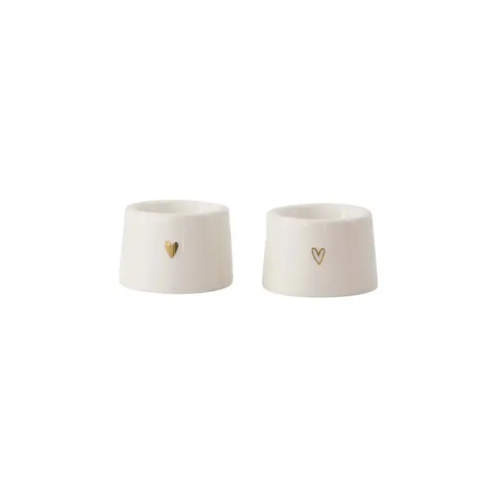 ZUSSS ZUSSS SET VAN 2 EIERDOPJES KERAMIEK HARTJE WIT / GOUD