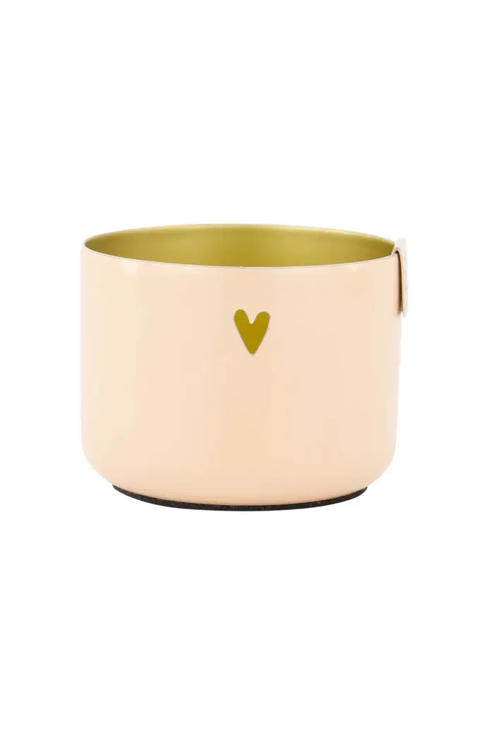 ZUSSS ZUSSS WAXINELICHTHOUDER METAAL HARTJE ROZE/ GOUD