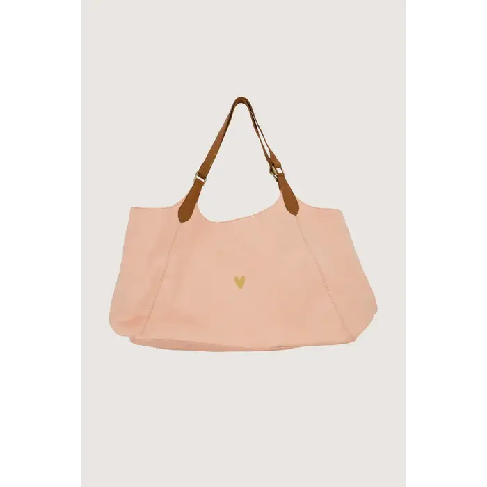 ZUSSS ZUSSS LOVE TOTE BAG MET LEREN DETAILS CRISPY PINK