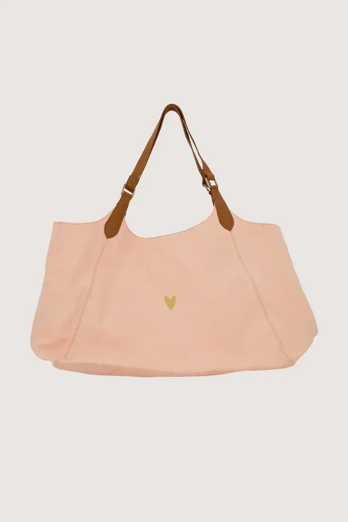 ZUSSS ZUSSS LOVE TOTE BAG MET LEREN DETAILS CRISPY PINK