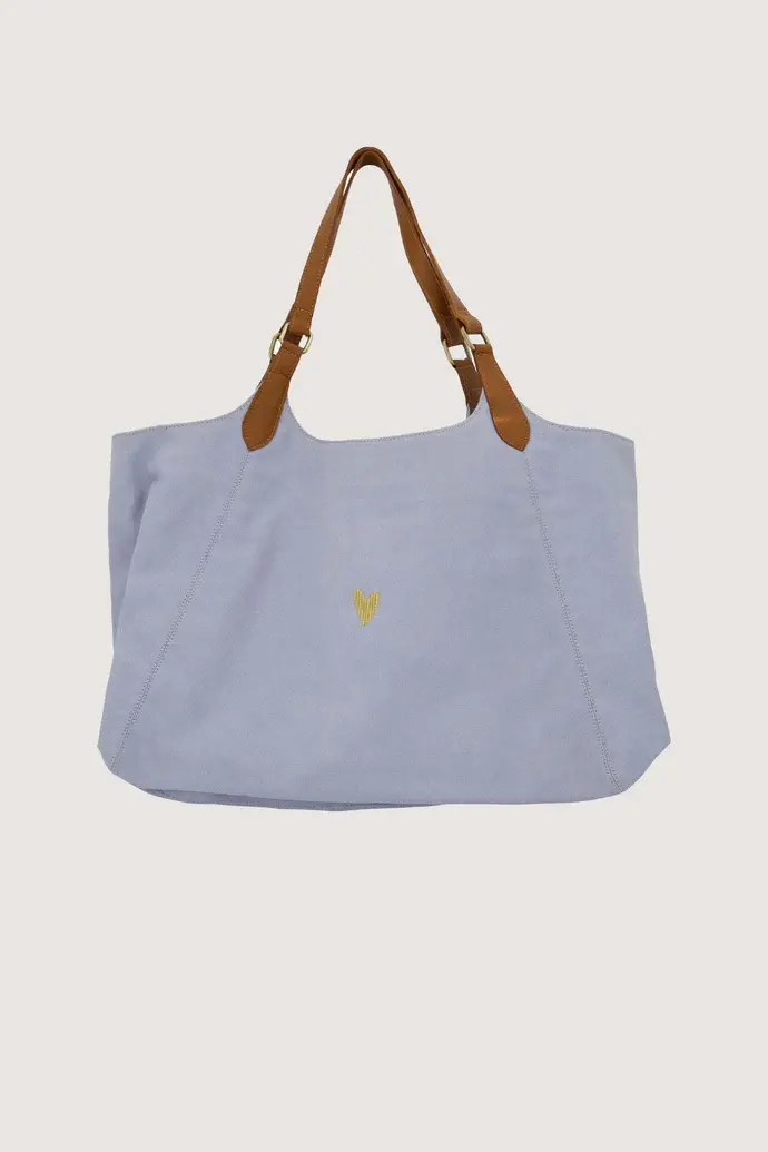 ZUSSS ZUSSS LOVE TOTE BAG MET LEREN DETAILS SKY BLUE