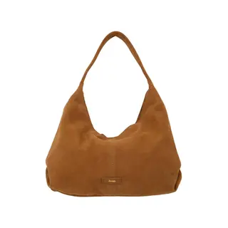 ZUSSS ZUSSS SUEDE HANDTAS MET LOGO COGNAC