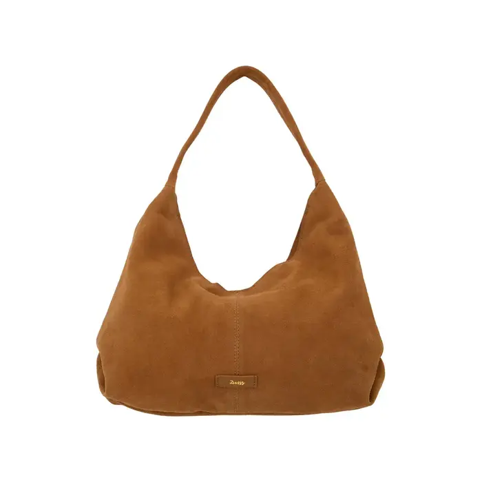 ZUSSS ZUSSS SUEDE HANDTAS MET LOGO COGNAC