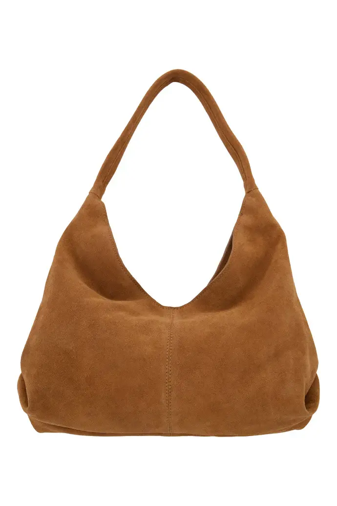 ZUSSS ZUSSS SUEDE HANDTAS MET LOGO COGNAC