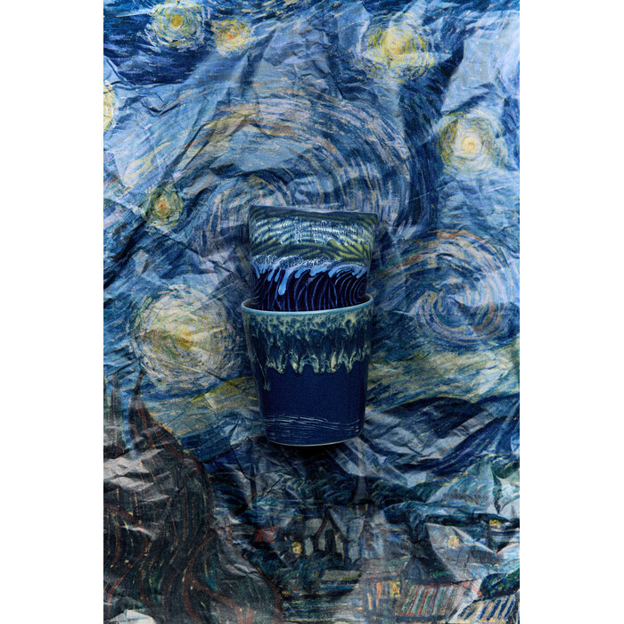 HK LIVING 70S CERAMICS VAN GOGH COFFEE MUGS STARRY NIGHT (SET OF 2)