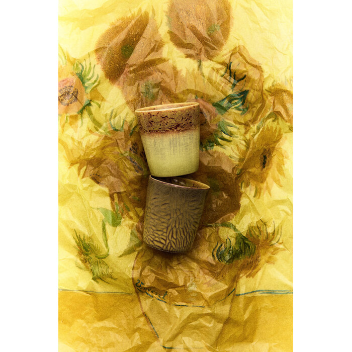 HK LIVING 70S CERAMICS VAN GOGH COFFEE MUGS SUNFLOWERS (SET OF 2)