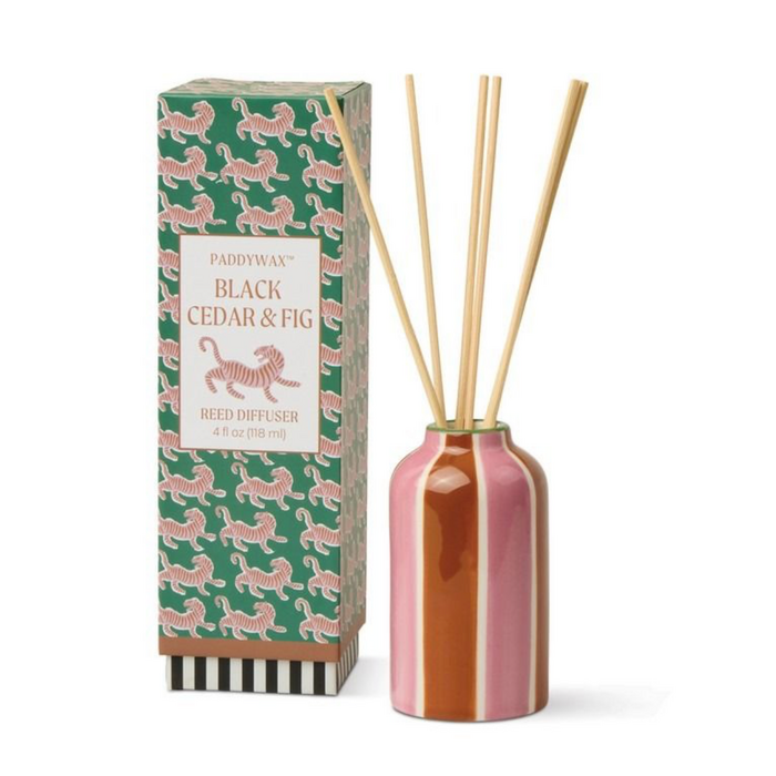 PADDYWAX PADDYWAX DIFFUSER CERAMIC TIGER  DIFUSER BLACK CEDAR & FIG