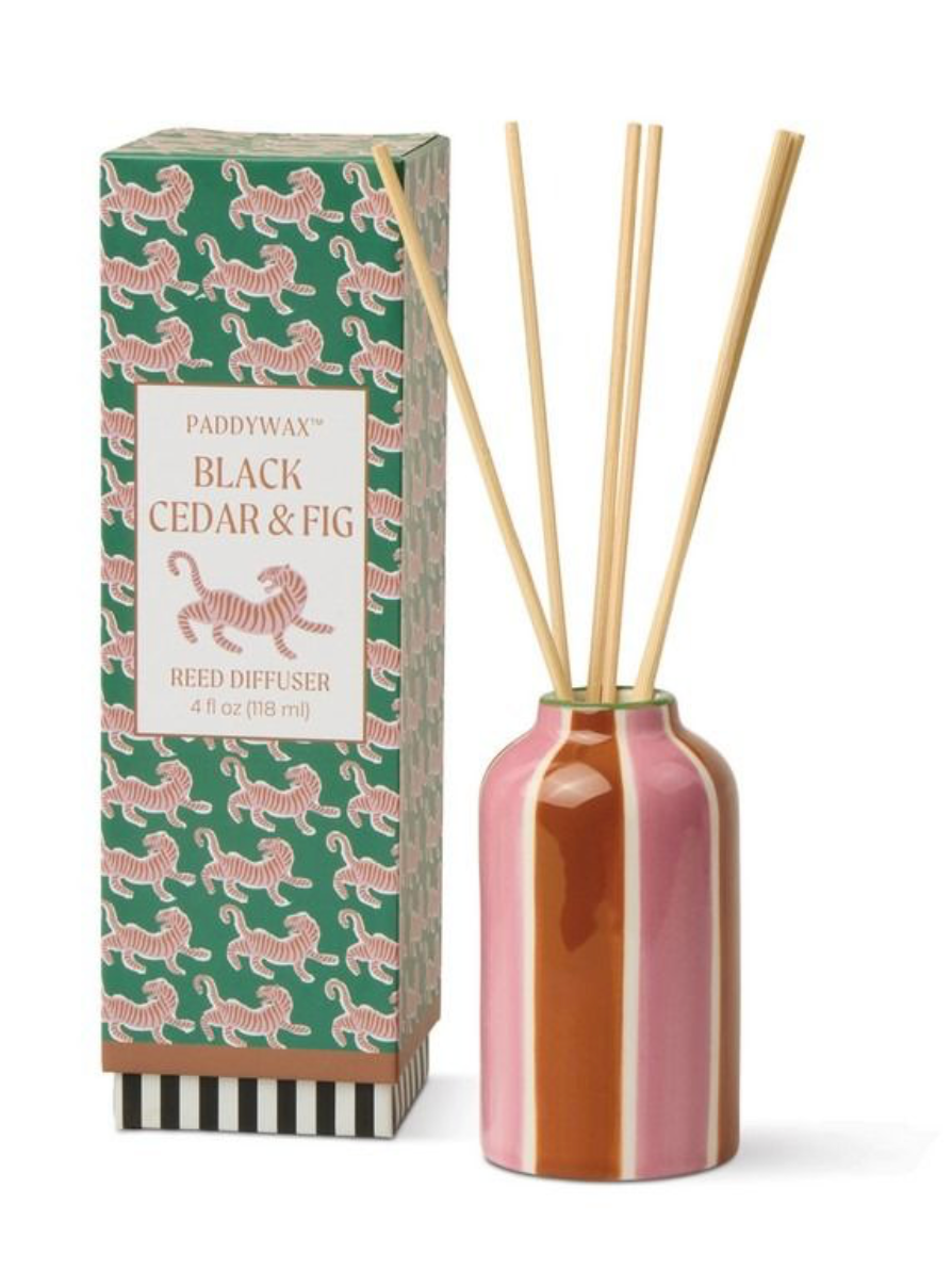 PADDYWAX PADDYWAX DIFFUSER CERAMIC TIGER  DIFUSER BLACK CEDAR & FIG