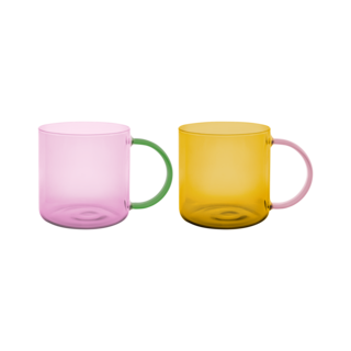 REMEMBER REMEMBER GLASS MUGS FRED ROSE-YELLOW (SET OF 2)