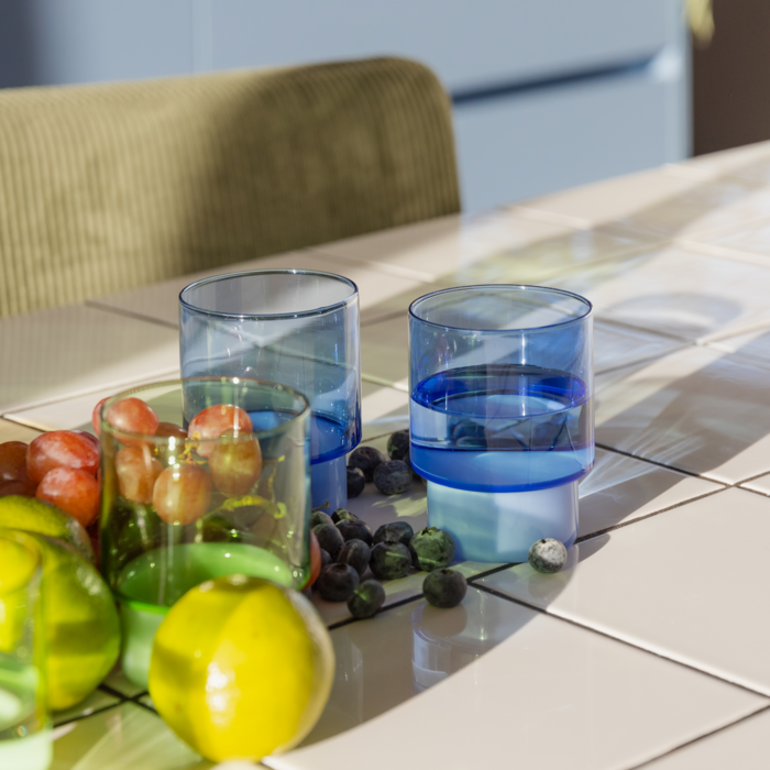 REMEMBER REMEMBER DRINKING GLASSES JILL BLUE (SET OF 2)