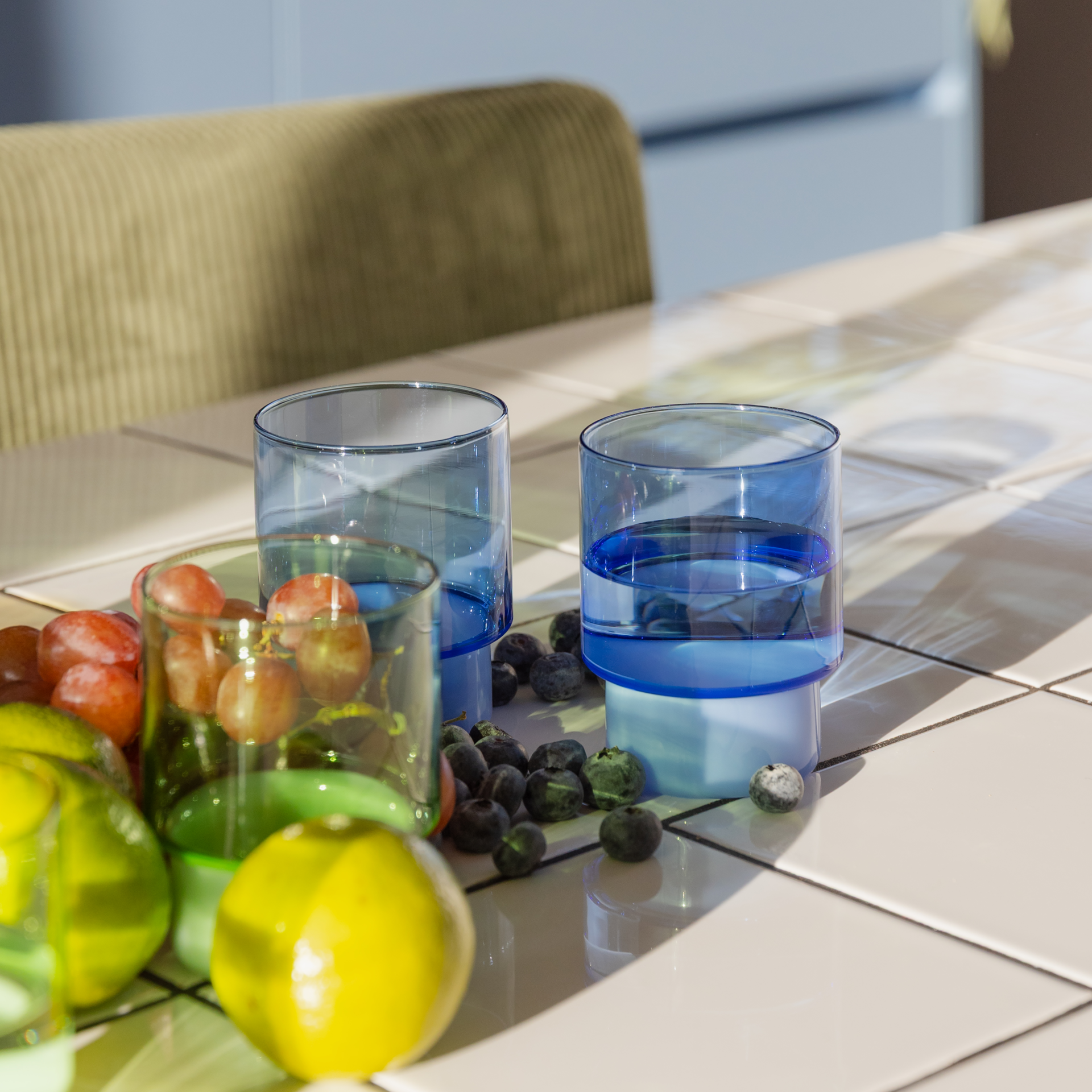 REMEMBER REMEMBER DRINKING GLASSES JILL BLUE (SET OF 2)