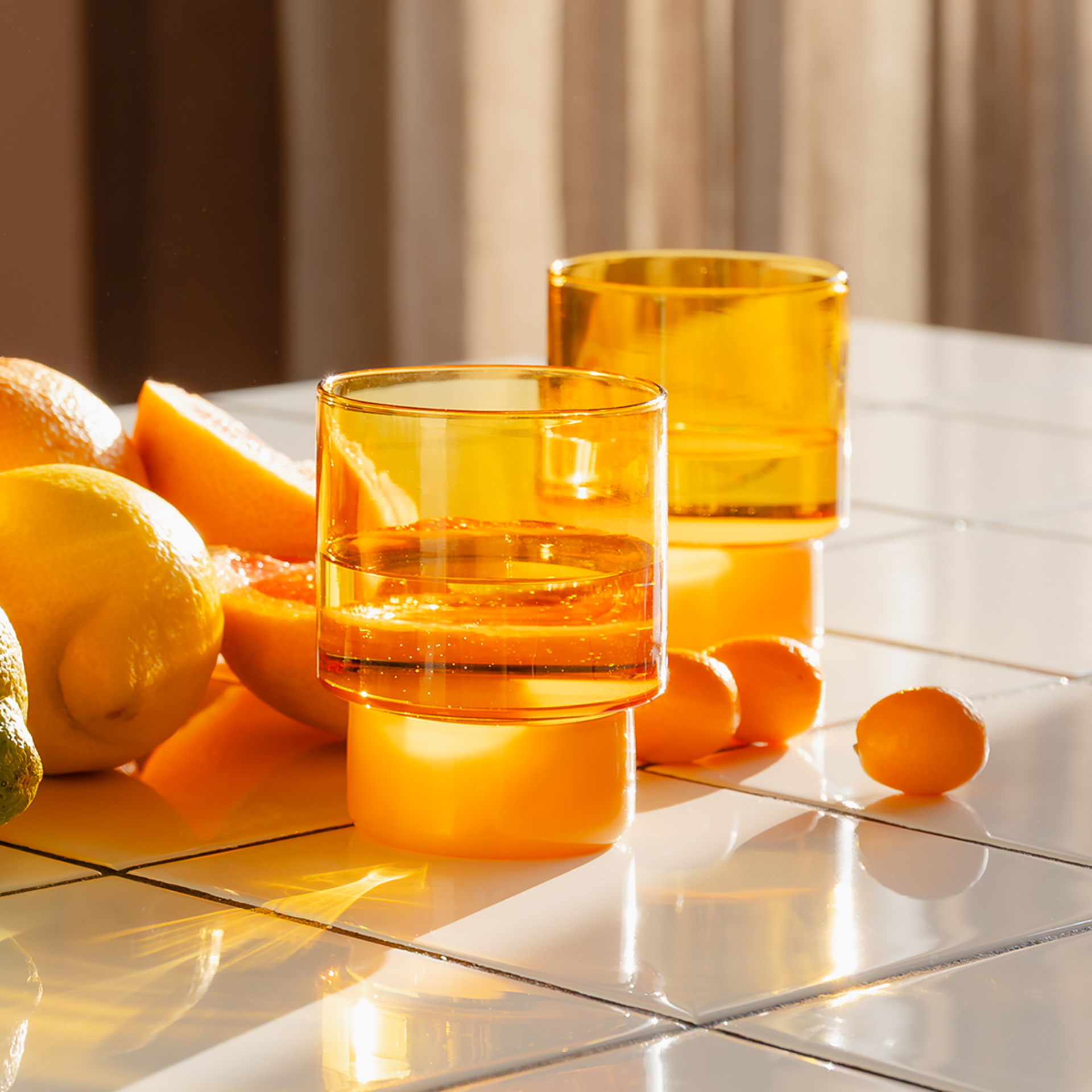 REMEMBER REMEMBER DRINKING GLASSES JILL YELLOW (SET OF 2)