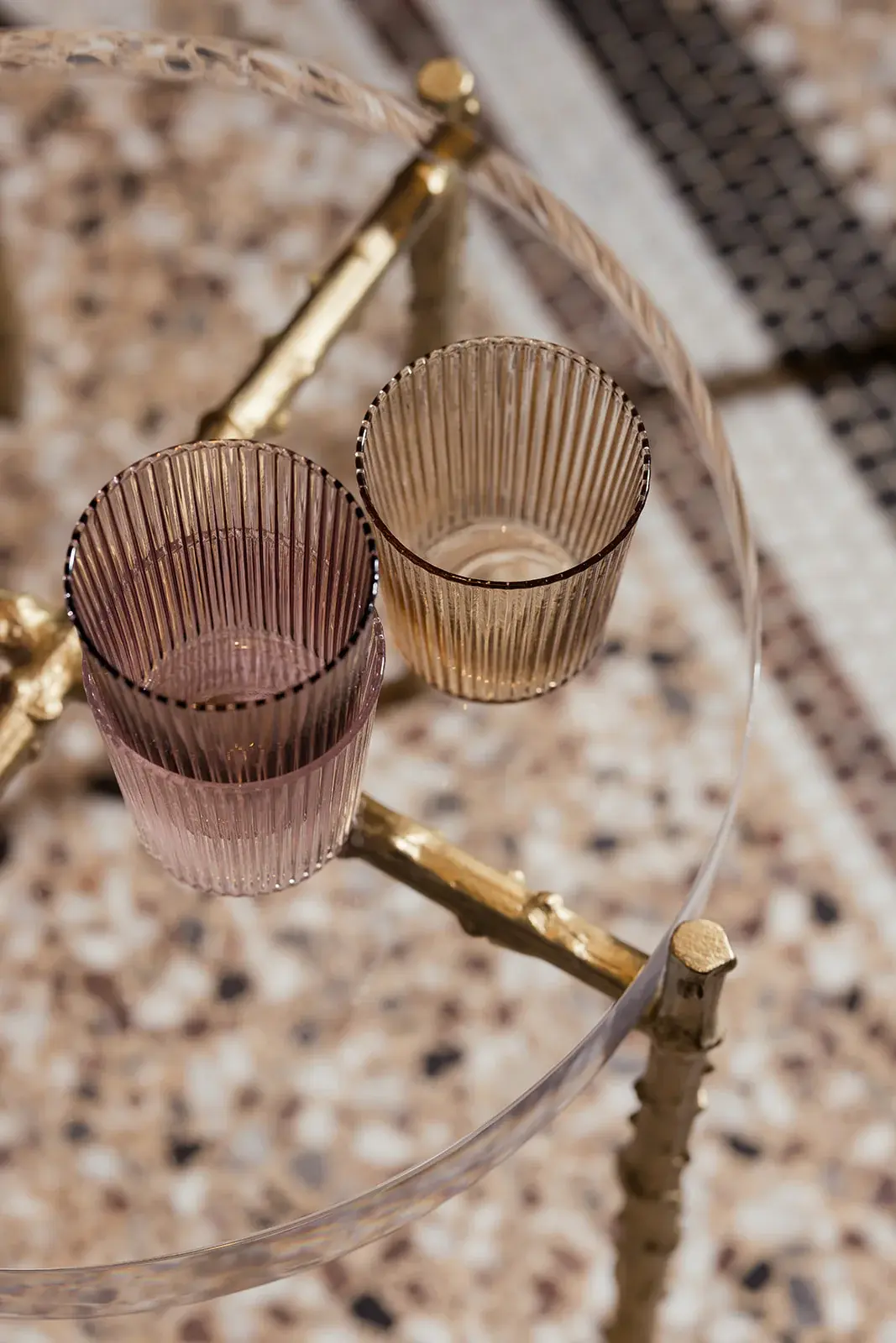 PAVEAU PAVEAU RIBBED BROOME GLASS (BORDEAUX)