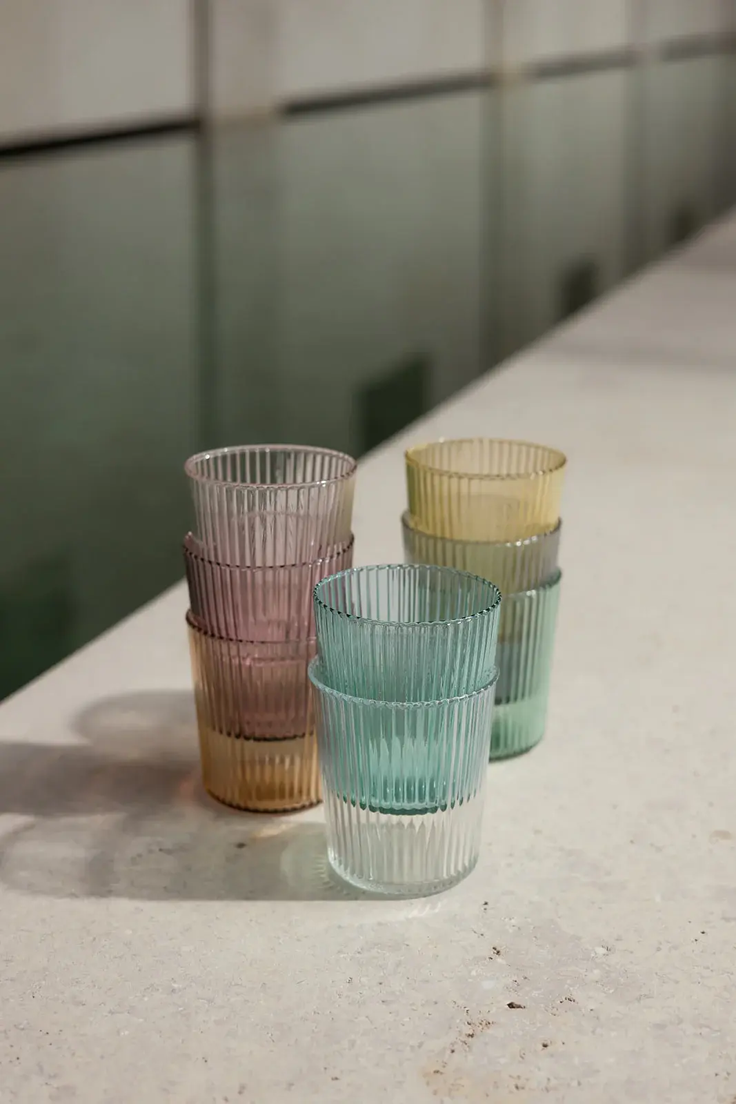 PAVEAU PAVEAU RIBBED BROOME GLASS (BORDEAUX)