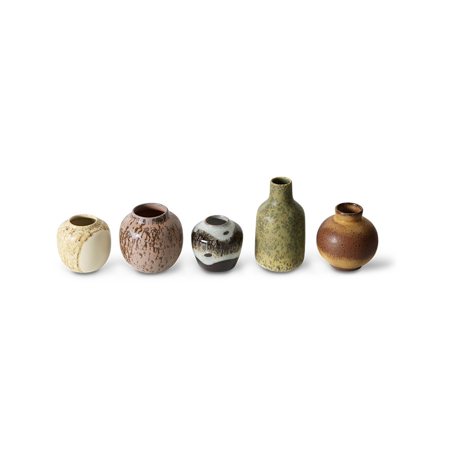 HK LIVING 70S CERAMICS SMALL VASES PURSUIT (SET OF 5)