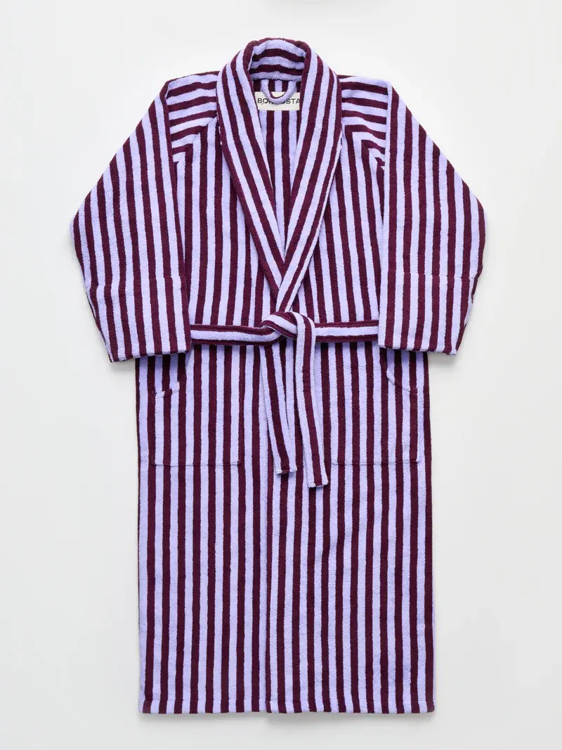 BONGUSTA BONGUSTA NARAM BATHROBE WINE & LAVENDER BLUE S/M