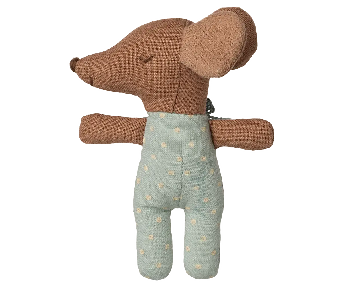 MAILEG MAILEG SLEEPY WAKEY BABY MOUSE  IN MATCHBOX BLUE