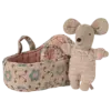 MAILEG BABY MOUSE CARRY COT ROSE