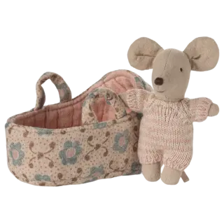 MAILEG MAILEG BABY MOUSE CARRY COT ROSE