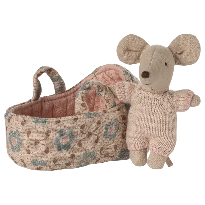 MAILEG MAILEG BABY MOUSE CARRY COT ROSE
