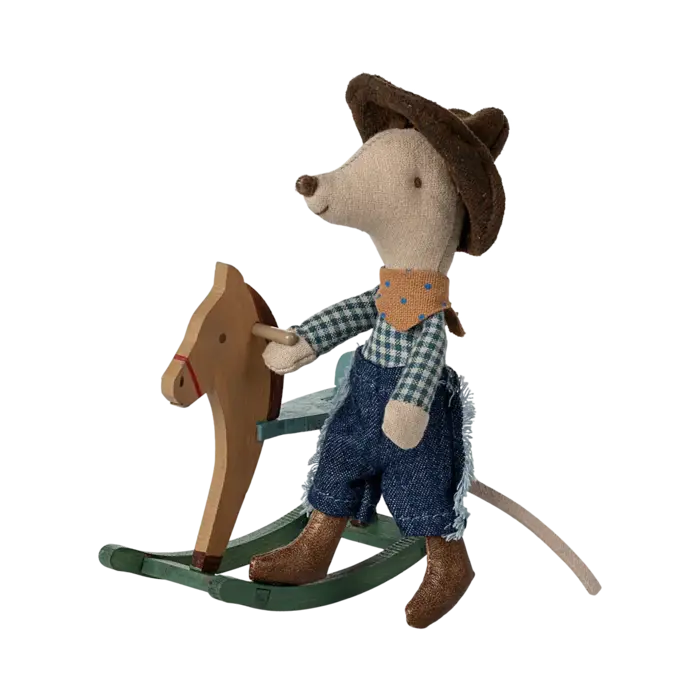 MAILEG MAILEG COWBOY MOUSE ON ROCKING HORSE
