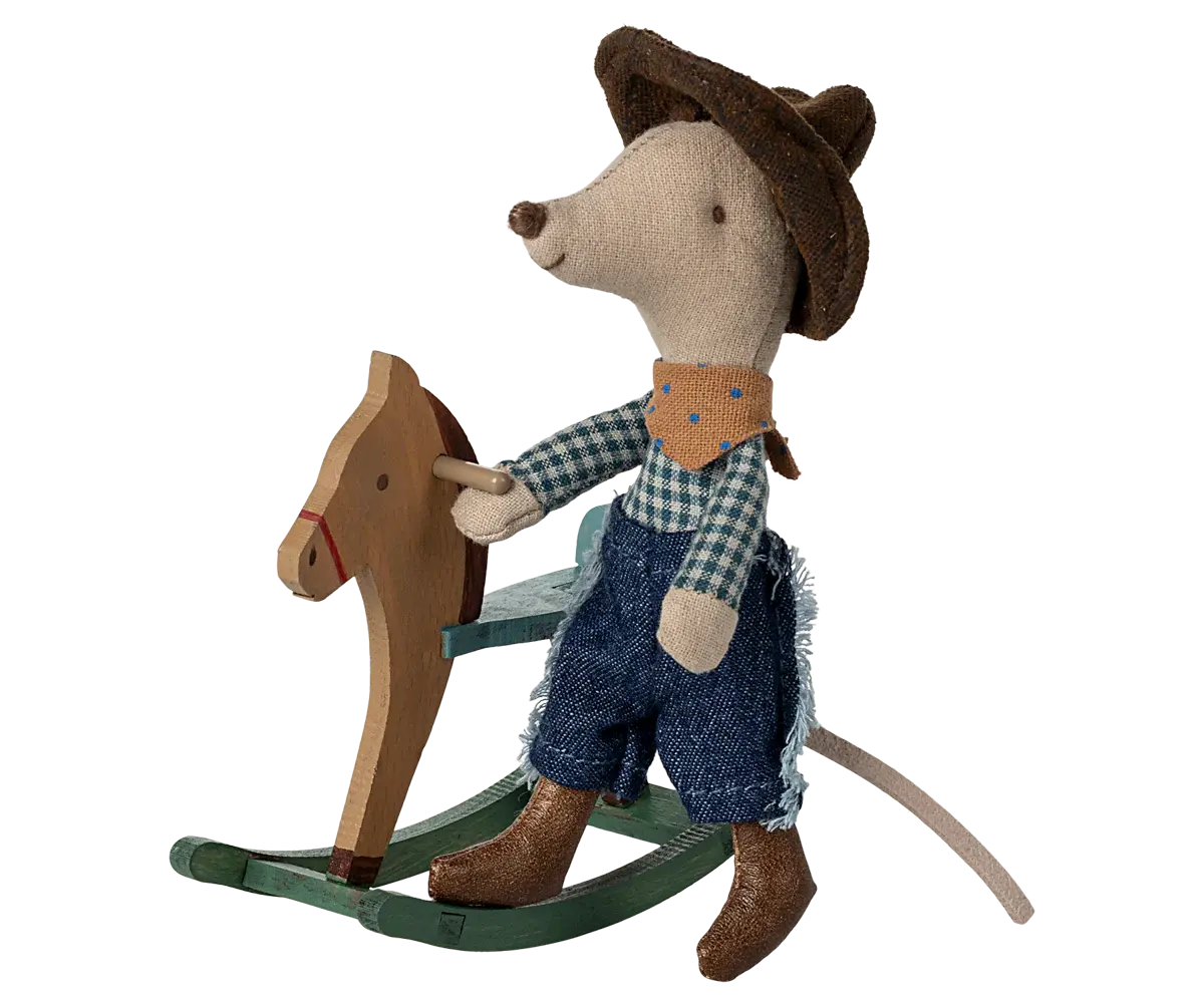 MAILEG MAILEG COWBOY MOUSE ON ROCKING HORSE