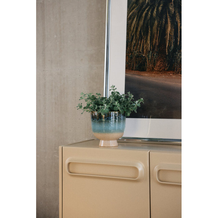 HK LIVING 70S CERAMICS RETRO FLOWER POT LAGOON
